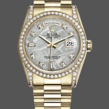 Rolex Day-Date 118388 Yellow Gold Diamond Meteorite Dial 36MM Unisex Watch (w15326073)