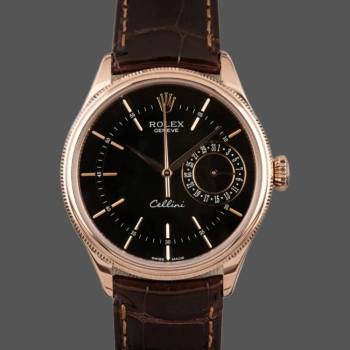 Rolex Cellini Date 50515 Brown Leather Black Index Dial 39mm Mens Watch (w15326083)