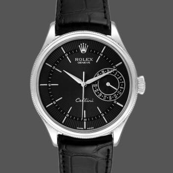Rolex Cellini Date 50519 Black Leather Black Dial 39mm Mens Watch (w15326090)