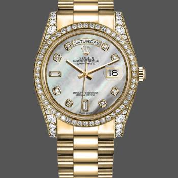 Rolex Day-Date 118388 White Mother-Of-Pearl Diamond Dial 36MM Unisex Watch (w15326098)