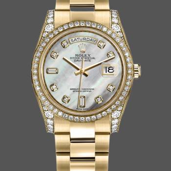 Rolex Day-Date 118388 White MOP Diamond Dial 36MM Unisex Watch (w15326100)