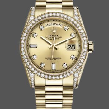 Rolex Day-Date 118388 Yellow Gold Champagne Dial 36MM Unisex Watch (w15326115)