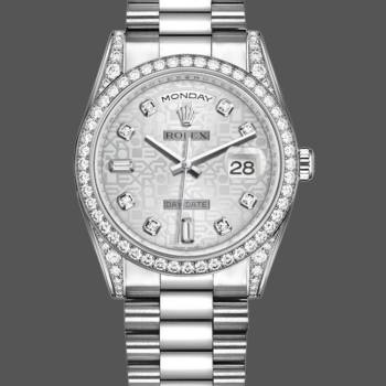 Rolex Day-Date 118389 Silver Jubilee Diamond Dial 36MM Unisex Watch (w15326116)