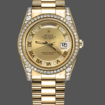 Rolex Day-Date 118388 Champagne Diamond Dial Yellow Gold 36MM Unisex Watch (w15326121)