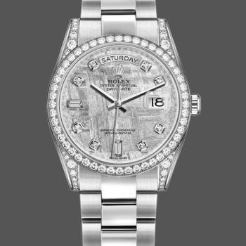 Rolex Day-Date 118389 White Gold Meteorite Grey Dial 36MM Unisex Watch (w15326127)