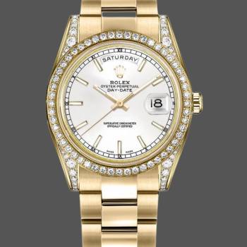 Rolex Day-Date 118388 Yellow Gold White Dial 36MM Unisex Watch (w15326128)