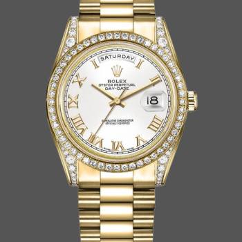 Rolex Day-Date 118388 Yellow Gold White Roman Numeral Dial 36MM Unisex Watch (w15326140)