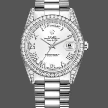 Rolex Day-Date 118389 White Gold White Roman Numeral Dial 36MM Unisex Watch (w15326141)