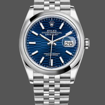 Rolex Datejust 126200 Stainless Steel Automatic Blue Motif Wave Dial 36MM Unisex Watch (w15326156)