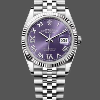 Rolex Datejust 126234 Fluted Bezel Aubergine Dial 36MM Unisex Watch (w15326158)
