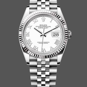 Rolex Datejust 126234 Fluted Bezel White Roman Dial 36MM Unisex Watch (w15326174)