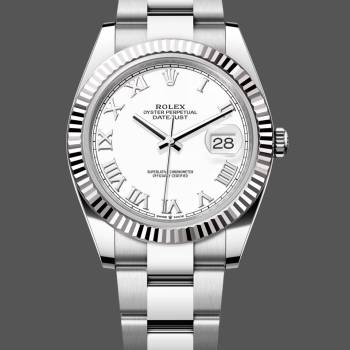 Rolex Datejust 126334 0023 Fluted Bezel White Roman Numeral Dial 41MM Mens Watch (w15326181)