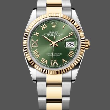 Rolex Datejust 126233 Olive Green Dial Yellow Gold and Oystersteel 36MM Unisex Watch (w15326188)