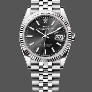 Rolex Datejust 126234 Fluted Bezel Black Index Dial 36MM Unisex Watch (w15326193)