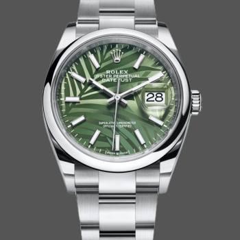 Rolex Datejust 126200 Olive Green Palm Motif Dial Stainless steel 36MM Unisex Watch (w15326197)