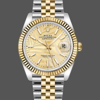 Rolex Datejust 126233 Golden Palm Motif Dial Fluted Bezel 36MM Unisex Watch (w15326210)