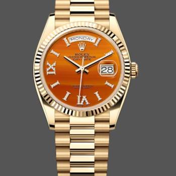 Rolex Day-Date 128238 Fluted Bezel Carnelian dial 36MM Unisex Watch (w15326216)