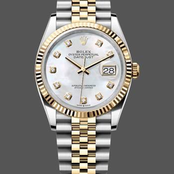 Rolex Datejust 126233 White MOP Diamond Dial Fluted Bezel 36MM Unisex Watch (w15326217)