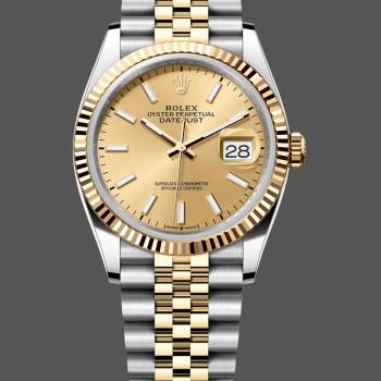 Rolex Datejust 36MM 126233 0015 Champagne Index Dial Fluted Bezel Unisex Watch (w15326219)