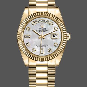 Rolex Day-Date 128238 Fluted Bezel White Mother of Pearl Dial 36MM Unisex Watch (w15326220)