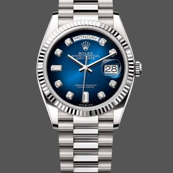 Rolex Day-Date 128239 Blue Ombre Diamond Dial 36MM Unisex Watch (w15326226)
