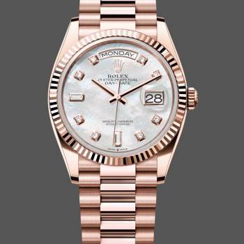 Rolex Day-Date 128235 Everose Gold MOP Dial 36MM Unisex Watch (w15326231)