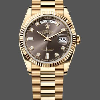 Rolex Day-Date 128238 Fluted Bezel Dark Grey Dial 36MM Unisex Watch (w15326235)