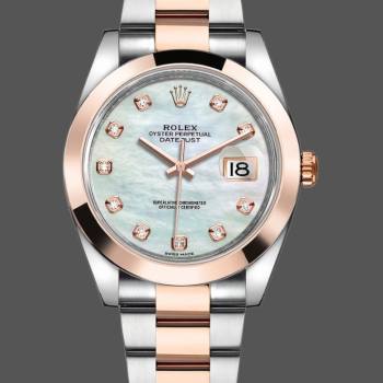 Rolex Datejust 126301 White MOP Diamond Dial Steel Rose Gold 41MM Mens Watch (w15326237)