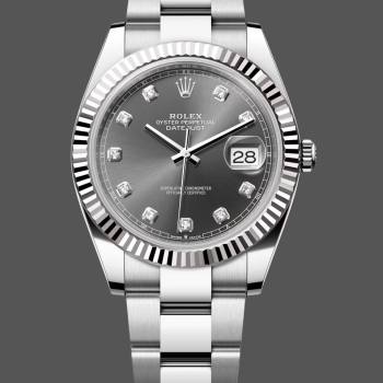 Rolex Datejust m126334 0005 Fluted Bezel Dark Rhodium Grey Dial 41MM Mens Watch (w15326242)