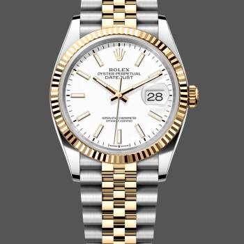 Rolex Datejust m126233 0019 White Index Dial Fluted Bezel 36MM Unisex Watch (w15326243)