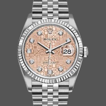Rolex Datejust 126234 Fluted Bezel Pink Jubilee Diamond Dial 36MM Unisex Watch (w15326246)