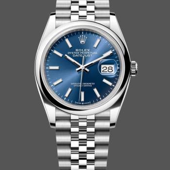 Rolex Datejust 126200 Blue Index Dial Jubilee Stainless Steel 36MM Unisex Watch (w15326248)