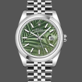 Rolex Datejust 126200 Olive Green Palm Motif Dial 36MM Unisex Watch (w15326252)
