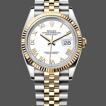Rolex Datejust 126233 White Roman Dial Fluted Bezel 36MM Unisex Watch (w15326254)