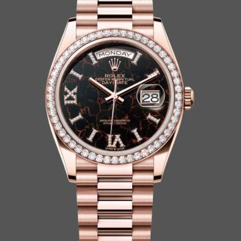 Rolex Day-Date 128345RBR Eisenkiesel dial Everose Gold 36MM Unisex Watch (w15326261)