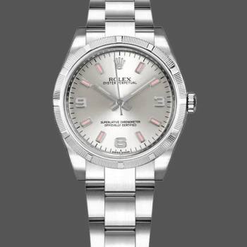 Rolex Oyster Perpetual 177210 Silver Dial Pink Hour Markers 31mm Lady Watch (w15326269)