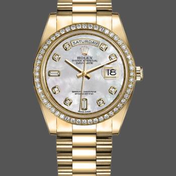Rolex Day Date 128348RBR MOP Yellow Gold 36MM Unisex Watch (w15326283)