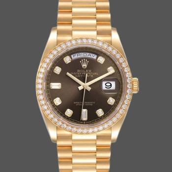 Rolex Day-Date 128348RBR Dark Grey Dial Yellow Gold 36MM Unisex Watch (w15326290)