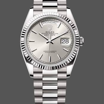 Rolex Day-Date 128239 0005 White Gold Silver Index Dial 36MM Unisex Watch (w15326291)
