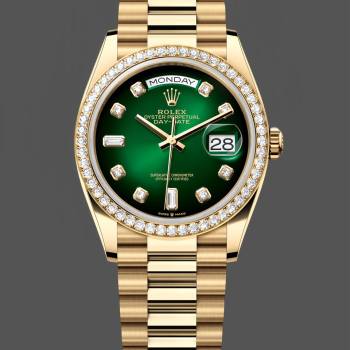 Rolex Day-Date 128348RBR Green Ombre Diamond Dial Yellow Gold 36MM Unisex Watch (w15326294)