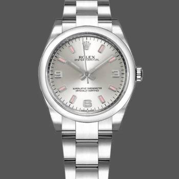 Rolex Oyster Perpetual 177200 Silver Dial Pink Markers 31mm Lady Watch (w15326304)
