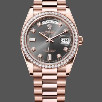 Rolex Day-Date 128345RBR Slate Dial Everose Gold 36MM Unisex Watch (w15326305)