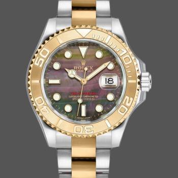 Rolex Yacht-Master 168623 Steel Yellow Gold Black MOP Dial 35MM Unisex Watch (w15326307)