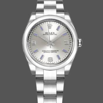 Rolex Oyster Perpetual 177200 Silver Dial Blue Markers 31mm Lady Watch (w15326309)