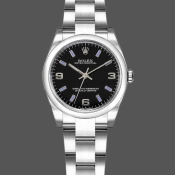 Rolex Oyster Perpetual 177200 Black Dial Blue Baton 31mm Lady Watch (w15326314)