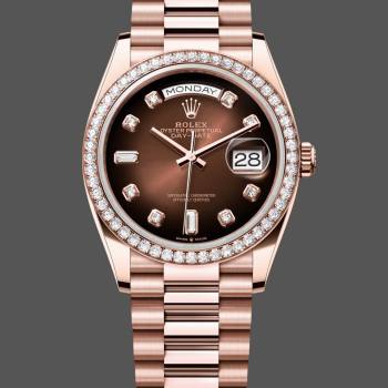 Rolex Day-Date 128345RBR Brown Ombre Dial Everose Gold 36MM Unisex Watch (w15326330)