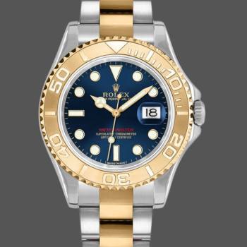 Rolex Yacht-Master 168623 Steel and Gold Blue Dial 35MM Unisex Watch (w15326341)