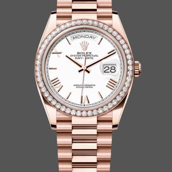 Rolex Day-Date 128345RBR White Dial Everose Gold 36MM Unisex Watch (w15326344)