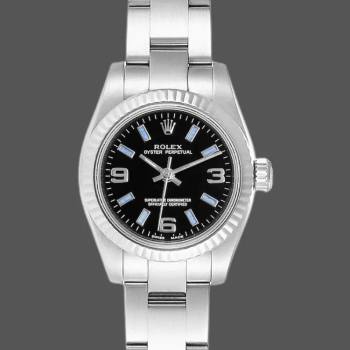 Rolex Oyster Perpetual 176234 Black Dial Blue Baton 26MM Lady Watch (w15326353)