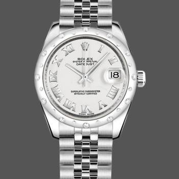 Rolex Datejust 178344 Stainless Steel White Roman Numeral Dial 31MM Lady Watch (w15326356)